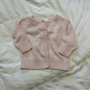 Hanna Andersson 100% Organic Cotton Baby Pink Knit Button Cardigan 6-12m